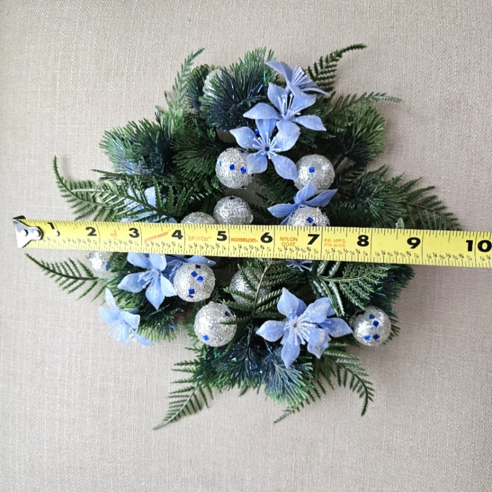 Vintage Mini Icy Blue Decorated Christmas Wreath